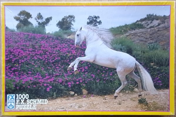 Image of the puzzle 1000, F.X. Schmid, White Horse, by Thomás Micek, Complete, Picture of the box