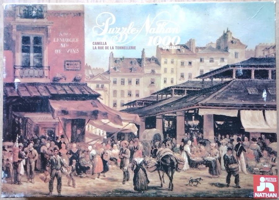 1000, Nathan, La Rue de la Tonnellerie, by Giuseppe Canella, Complete, 2022-08-18 Image of the puzzle 1000, Nathan, La Rue de la Tonnellerie, by Giuseppe Canella, Complete, Picture of the box