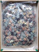 Image of the puzzle 1500, Educa, Girl at the Door, Incomplete, Picture of the bag