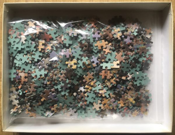 Image of the puzzle 1000, MB, A Visit, Jacob Thompson, Complete, Picture of the bag