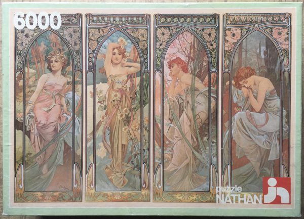 Image of the puzzle 6000, Nathan, The Four Times of the Day, by Alphonse Mucha, Sealed Bag, Picture of the box