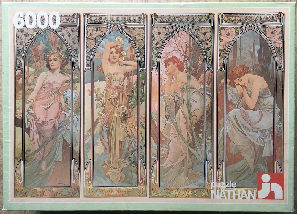 6000, Nathan, The Four Times of the Day, by Alphonse Mucha, Sealed Bag, 2025-12-08 Image of the puzzle 6000, Nathan, The Four Times of the Day, by Alphonse Mucha, Sealed Bag, Picture of the box