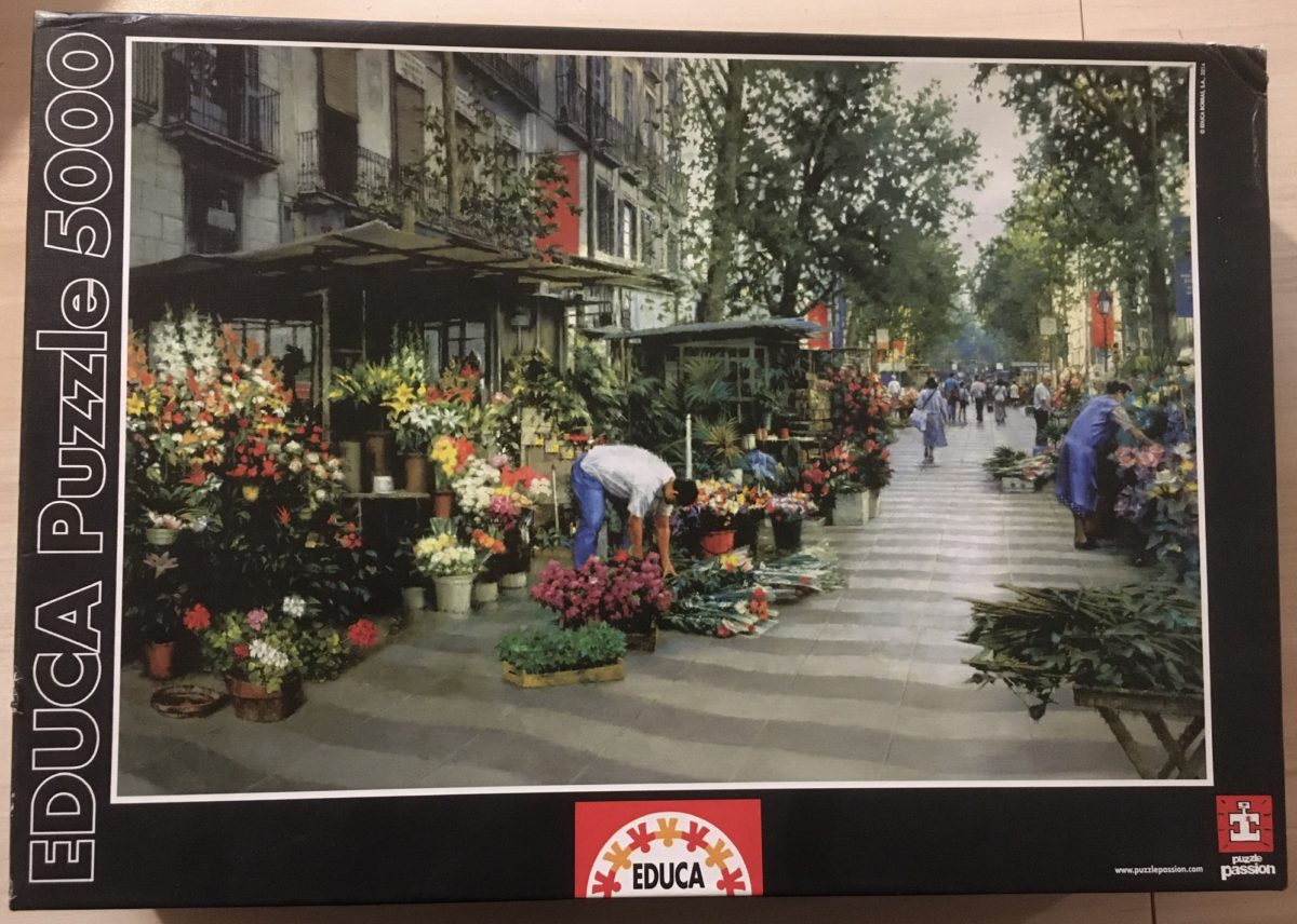 Image of the puzzle 5000, Educa, Las Ramblas, Barcelona, by Clark Hulings, Sealed Bag, Picture of the box