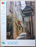 Image of the puzzle 1000, MB, Shopping Street, by Florence Roussel, Complete, Picture of the box