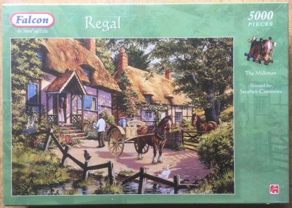 Image of the puzzle 5000, Jumbo, The Milkman, by Stephen Cummins, Factory Sealed, Picture of the box