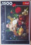 Image of the puzzle 1500, Trefl, Flower Still Life on a Marble Ledge, by Jan Frans van Dael, Factory Sealed, Picture of the box