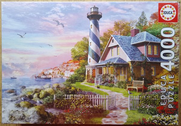 Image of the puzzle 4000, Educa, Lighthouse at Rock Bay, by Dominic Davison, Factory Sealed, Picture of the box