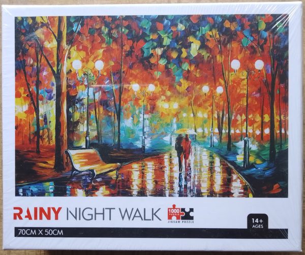 Image of the puzzle 1000, D&F, Rainy Night Walk, by Leonid Afremov, Factory Sealed, Picture of the box