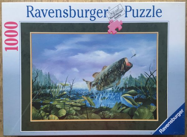 Image of the puzzle 1000, Ravensburger, Fly Trap - Largemouth Bass, Jason Denaro, Factory Sealed, Picture of the box