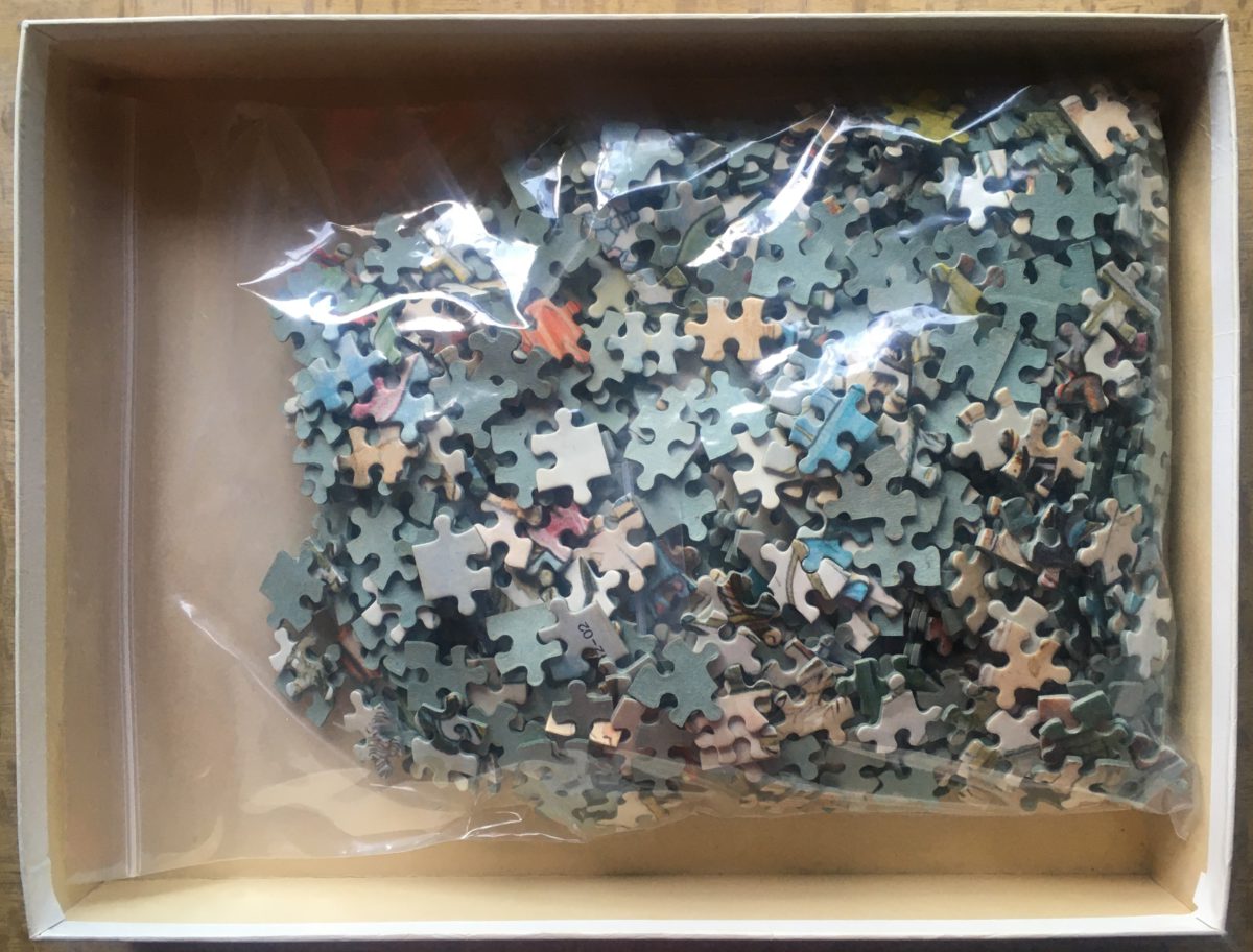 Image of the puzzle 1000, MB, Skating, Complete, Picture of the bag