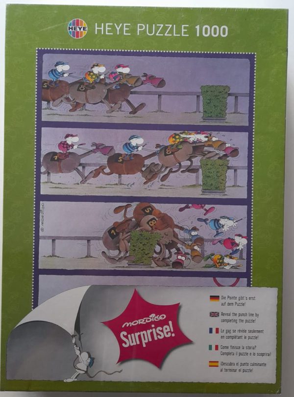Image of the puzzle 1000, Heye, Surprise! Horses, Guillermo Mordillo, Factory Sealed, Picture of the box