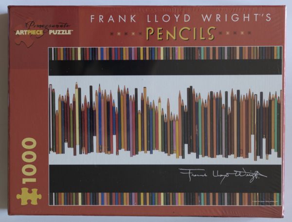 Image of the puzzle 1000, Pomegranate, Pencils, Frank Lloyd Wright, Factory Sealed, Picture of the box