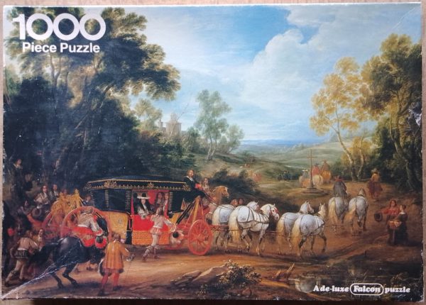Image of the puzzle 1000, Falcon, Louis XIV State Coach, by Adam Frans van der Meulen, Complete, Picture of the box