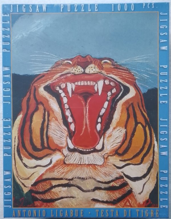 Image of the puzzle 1000, Impronte Edizioni, Head of Tiger, by Antonio Ligabue, Factory Sealed, Picture of the box
