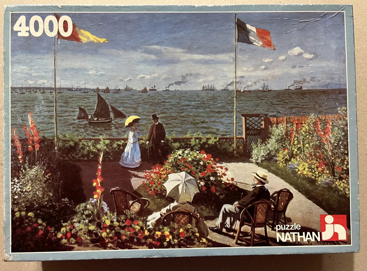 4000, Nathan, Terrace at Sainte-Adresse, by Claude Monet, Sealed Bag, Listed by MPzzl Image of the puzzle 4000, Nathan, Terrace at Sainte-Adresse, by Claude Monet, Sealed Bag, Picture of the box