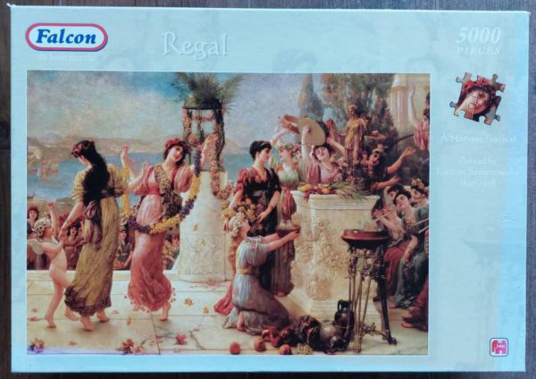 Image of the puzzle 5000, Falcon, A Harvest Festival, Listed by Émile Eisman-Semenowsky, Sealed Bag, Picture of the box