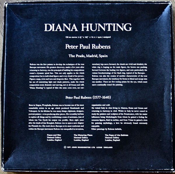 Image of the puzzle 450, Waddington, Diana Hunting, by Peter Paul Rubens, Complete, Picture of the back
