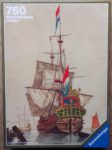 Image of the puzzle 750, Ravensburger, Dutch Sailing Ship, by Pieter Mortier, Sealed Bag, Picture of the box