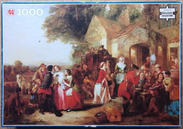 Image of the puzzle 1000, Jumbo, Arrival of the Coach, by Thomas Falcon Marshall, Incomplete, Picture of the box