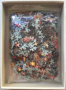 Image of the puzzle 1000, Ravensburger, Fruit and Flowers, by Johan Laurentz Jensen, Complete, Picture of the bag
