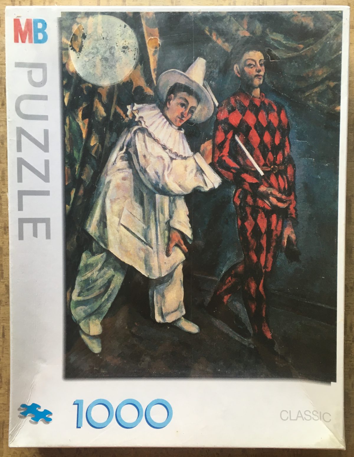 Image of the puzzle 1000, MB, Pierrot and Harlequin, by Paul Cézanne, Factory Sealed, Picture of the box