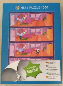 Image of the puzzle 1000, Heye, Surprise! Bedroom, Guillermo Mordillo, Sealed Bag, Picture of the box