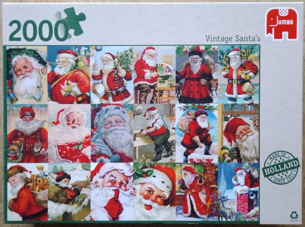 Image of the puzzle 2000, Jumbo, Vintage Santas, by Alison Lee, Complete, Picture of the box