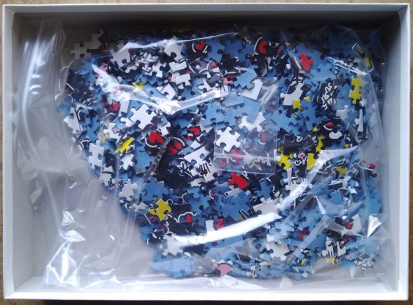 Image of the puzzle 1000, Ravensburger, So in Love with You, by Sheepworld, Complete, Picture of the bag