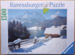 Image of the puzzle 1500, Ravensburger, Mountain Lake in Winter, Factory Sealed, Picture of the box