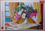Image of the puzzle 1000, Trefl, Flowers in the Morning, Incomplete, Picture of the box