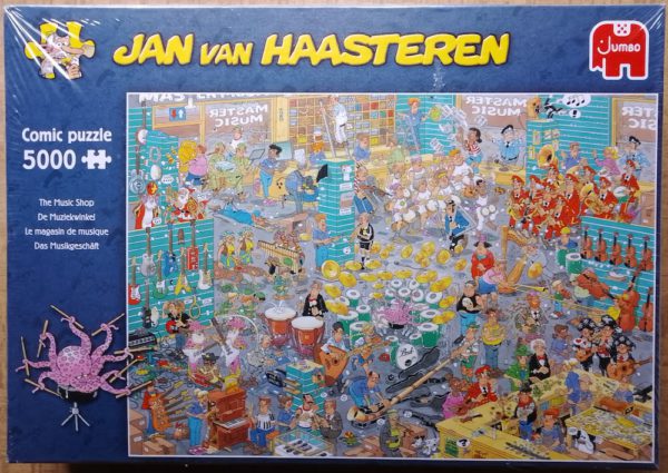 Image of the puzzle 5000, Jumbo, The Music Shop, by Jan van Haasteren, Factory Sealed, Picture of the box