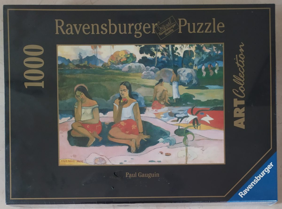 1000, Ravensburger, The Miraculous Spring, Paul Gauguin, Factory Sealed, Listed by Barebrain Image of the puzzle 1000, Ravensburger, The Miraculous Spring, Paul Gauguin, Factory Sealed, Picture of the box
