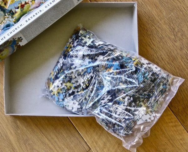 Image of the puzzle 1000, King, Wieskirche Church, Bavaria, Germany, by by Johann Baptist Zimmermann, Sealed Bag, Picture of the bag