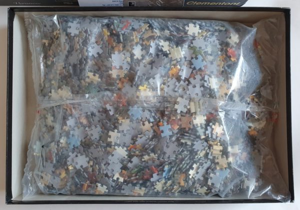 Image of the puzzle 4000, Clementoni, The Marriage in Cana, Veronese. Picture of the bag with pieces puzzle