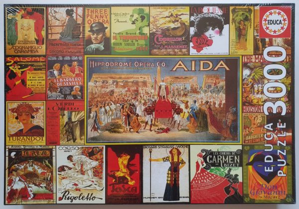 Image of the puzzle 3000, Educa, Collage of operas, Lewis T Johnson. Picture of the box