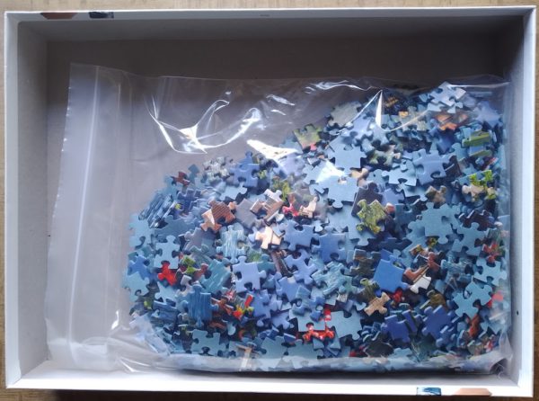 Image of the puzzle 1000, Ravensburger, Lake Thun, Bern, Complete, Picture of the bag