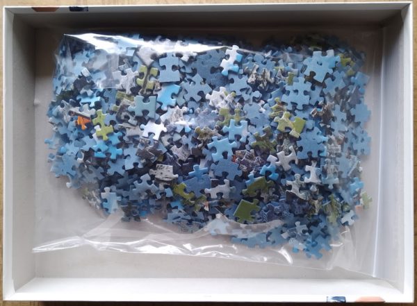 Image of the puzzle 1000, Ravensburger, Austrian Mountains, Complete, Picture of the bag