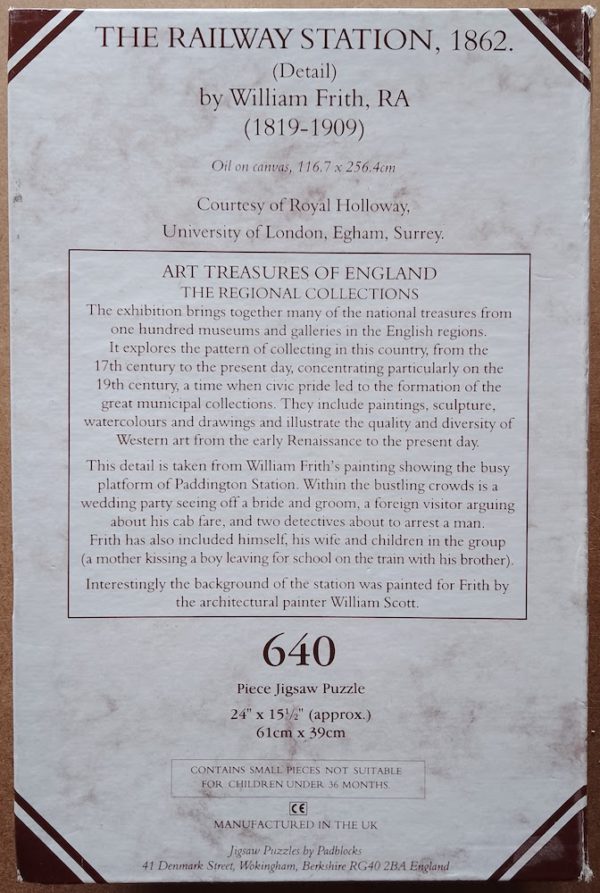 Image of the puzzle 640, Padblocks, The Railway Station, by William Powell Frith, Complete, Picture of the back