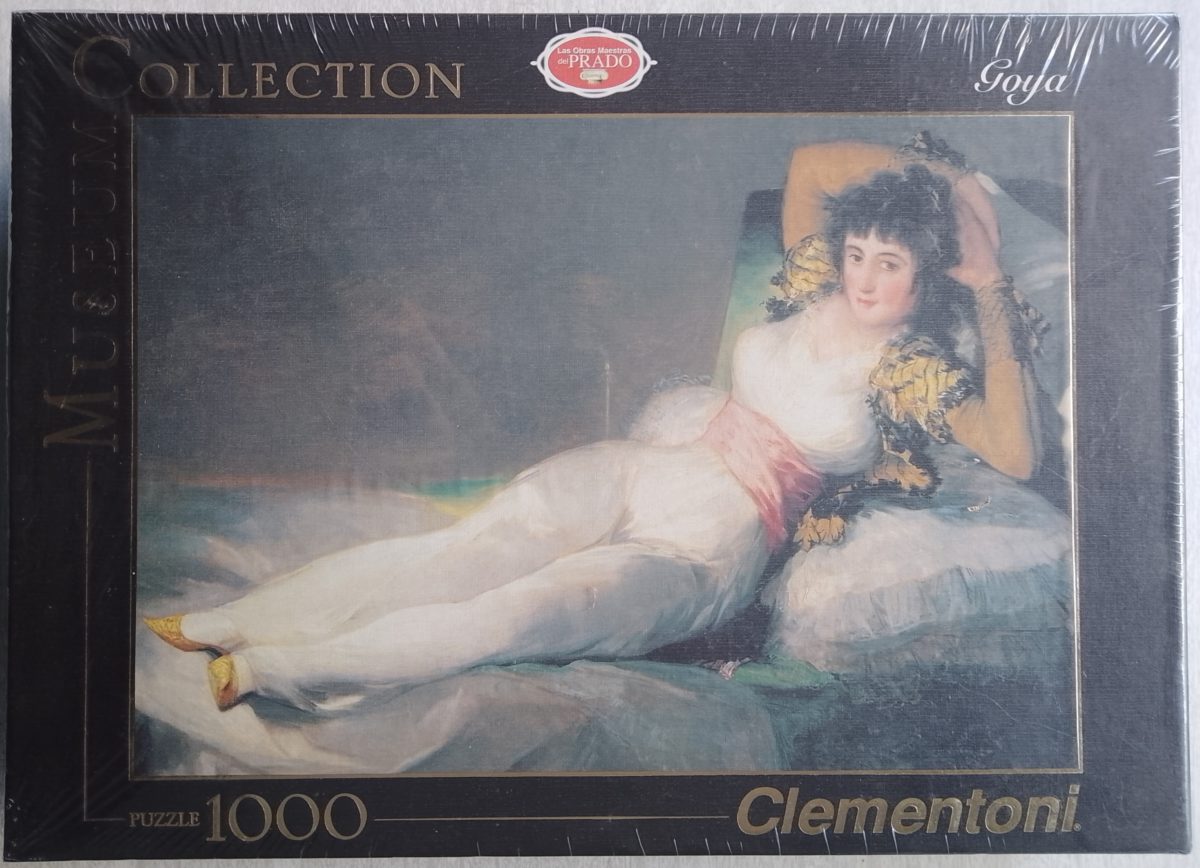 1000, Clementoni, The Clothed Maja, by Goya, Factory Sealed, 2023-02-09 Image of the puzzle 1000, Clementoni, The Clothed Maja, by Goya, Factory Sealed, Picture of the box