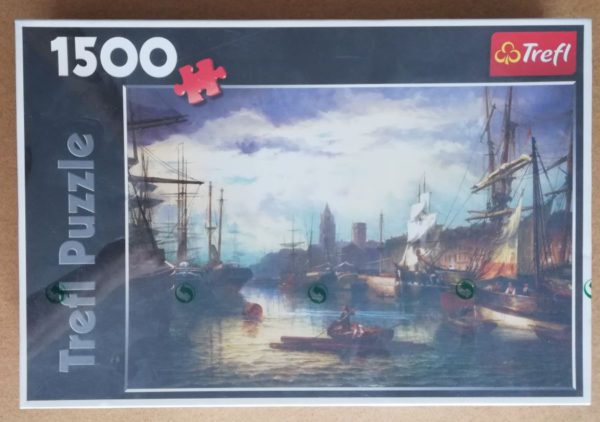Image of the puzzle 1500, Trefl, A Port Scene, William R. Stone, Picture of the box
