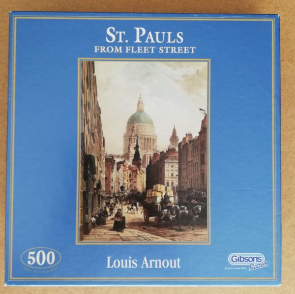 Image of the puzzle 500, Gibsons, St Pauls from Fleet Street, Louis Arnout, Sealed Bag, Picture of the box