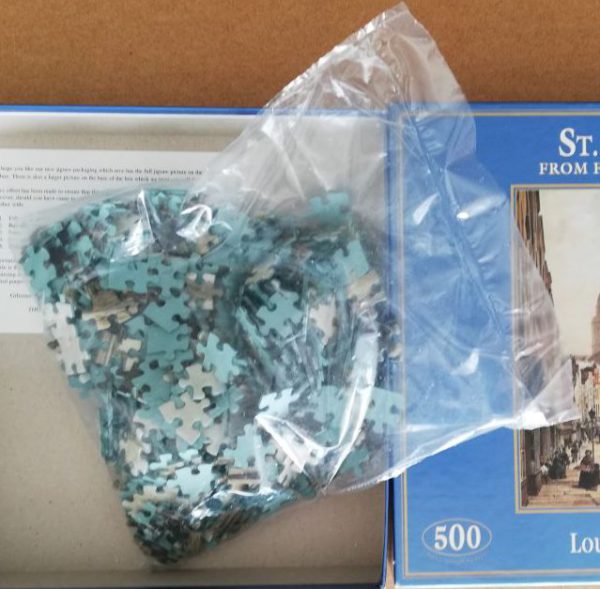 Image of the puzzle 500, Gibsons, St Pauls from Fleet Street, Louis Arnout, Sealed Bag, Picture of the bag