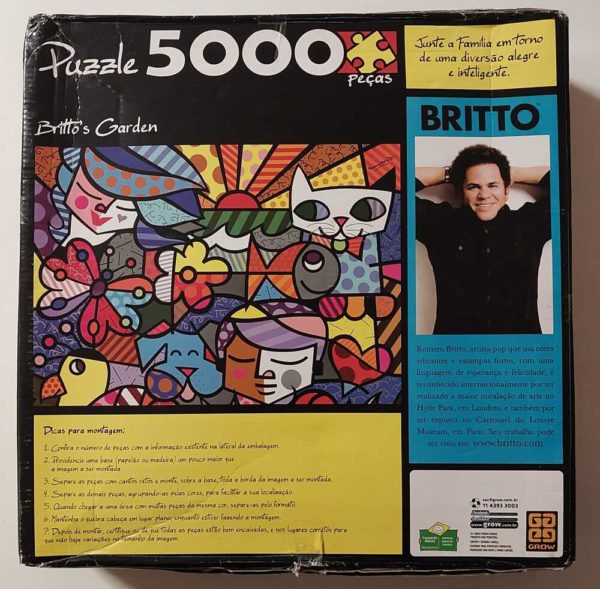 Image of the puzzle 5000, Grow, Britto's Garden, Romero Britto, Sealed Bag, Picture of the back
