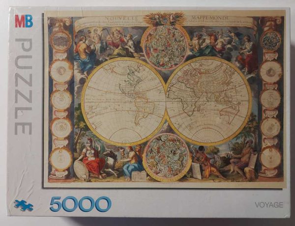 Image of the puzzle 5000, MB, New World Map, by Nicolas Bailleul, Factory Sealed, Picture of the box