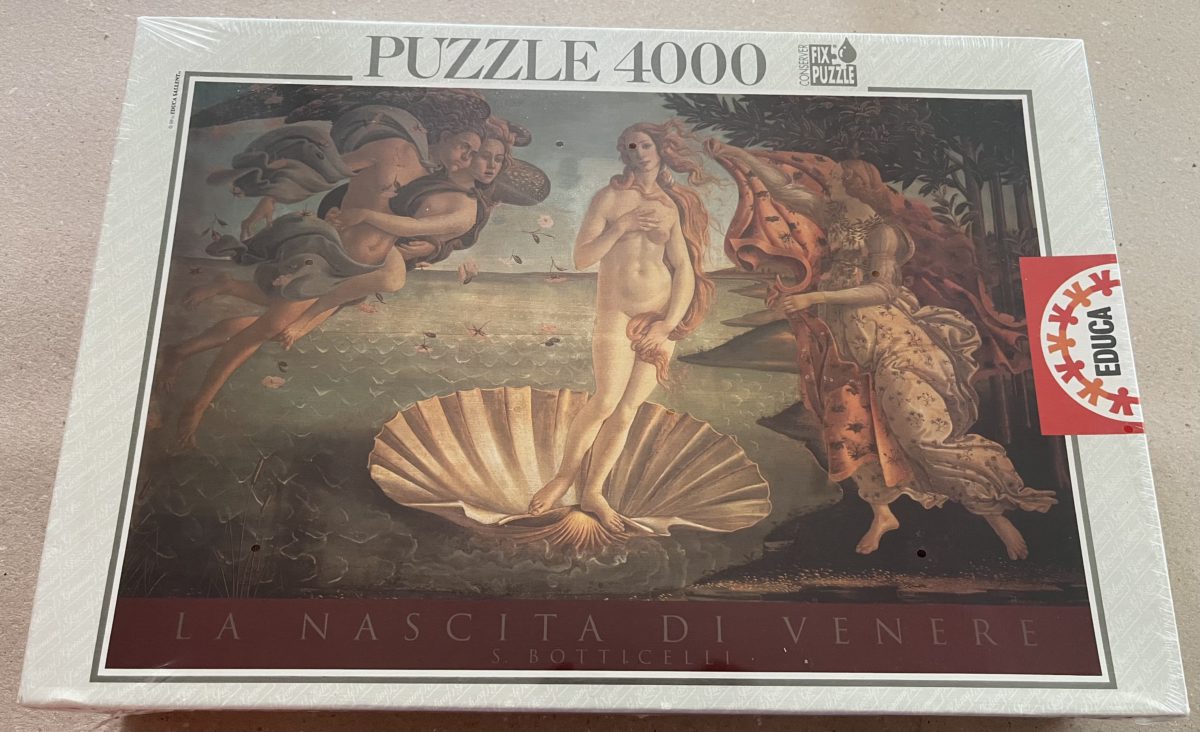 4000, Educa, The Birth of Venus, by Sandro Botticelli, Factory Sealed, Listed by MPzzl Image of the puzzle 4000, Educa, The Birth of Venus, by Sandro Botticelli, Factory Sealed, Picture of the box