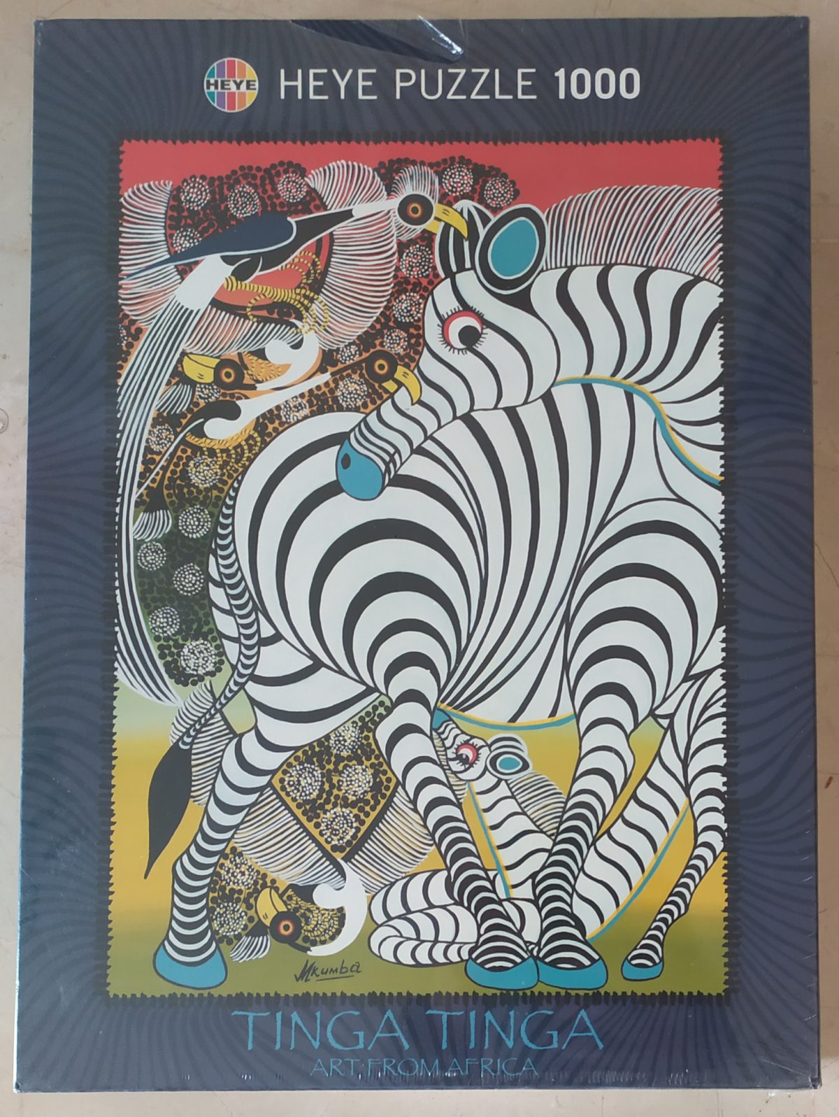 Image of the puzzle 1000, Heye, Zebra, by Steven Mkumba, Factory Sealed, Picture of the box