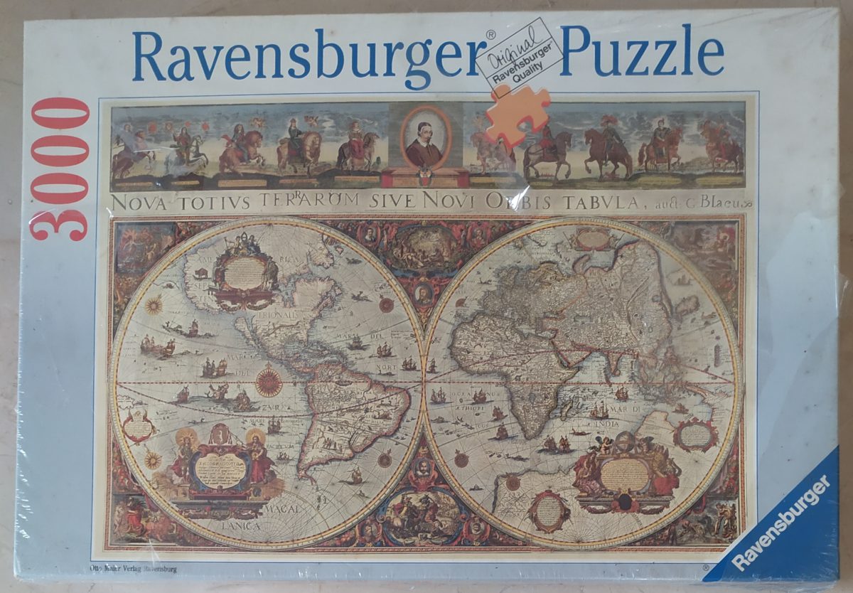 3000, Ravensburger, World Map, 1665, Willem Blaeu, Factory Sealed, Listeb by Barebrain Image of the puzzle 3000, Ravensburger, World Map, 1665, Willem Blaeu, Factory Sealed, Picture of the box