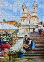 Image of the puzzle 500, Jumbo, Flower Sellers on the Spanish Steps, Complete, Picture of the puzzle