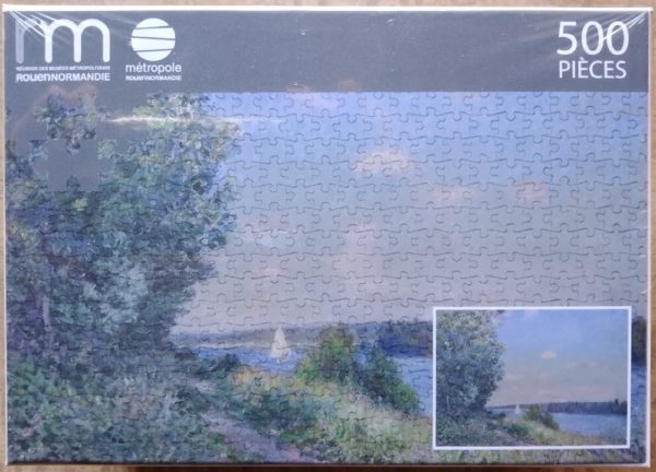 Image of the puzzle 500, Rouen Normandie, The Waterside Trail at Sahurs, by Alfred Sisley, Factory Sealed, Picture of the box