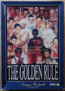 Image of the puzzle 1000, Diset, The Golden Rule, by Norman Rockwell, Complete, Picture of the box